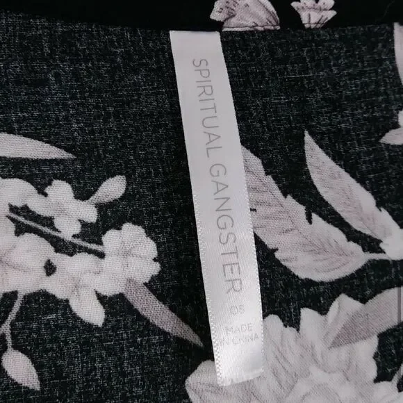 Spiritual Gangster Maya Black Floral Kimono Robe - Picture 6 of 8